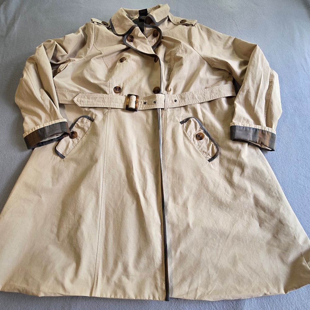 Torrid Outlander Trench Coat Womens 3 Tan Plaid Lined Double Breasted Belted
